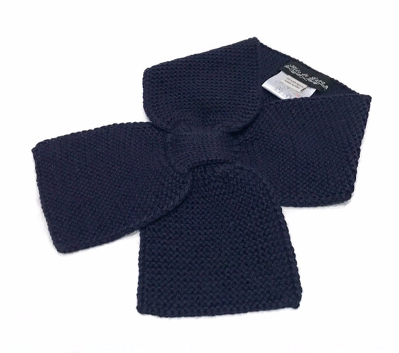 嬰兒羊駝毛色帶圍巾100％“絲帶圍巾”尺寸：L顏色：海軍 第1張的照片