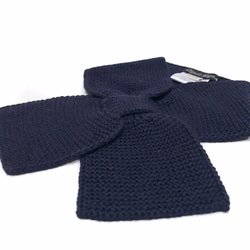 嬰兒羊駝毛色帶圍巾100％“絲帶圍巾”尺寸：L顏色：海軍 第2張的照片