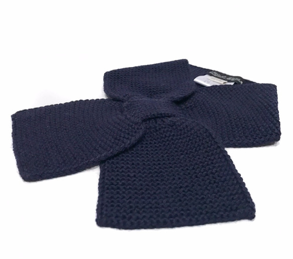 嬰兒羊駝毛色帶圍巾100％“絲帶圍巾”尺寸：L顏色：海軍 第2張的照片