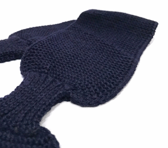 ベビーアルパカ100％のリボンスカーフ「ribbon scarf」 size : L　color : ネイビー 4枚目の画像