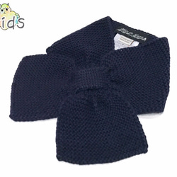 嬰兒羊駝毛100％織帶圍巾“絲帶圍巾”尺碼：S顏色：海軍藍 第1張的照片