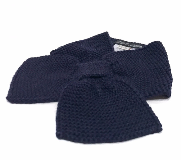 嬰兒羊駝毛100％織帶圍巾“絲帶圍巾”尺碼：S顏色：海軍藍 第2張的照片