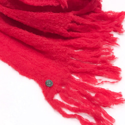 アルパカブークレーのマフラー 「alpaca boucle scarf」 size : F　color : レッド 3枚目の画像