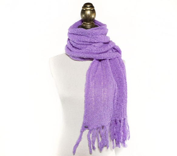 アルパカブークレーのマフラー 「alpaca boucle scarf」 size : F　color : パープル 1枚目の画像