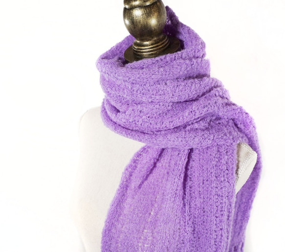 アルパカブークレーのマフラー 「alpaca boucle scarf」 size : F　color : パープル 2枚目の画像