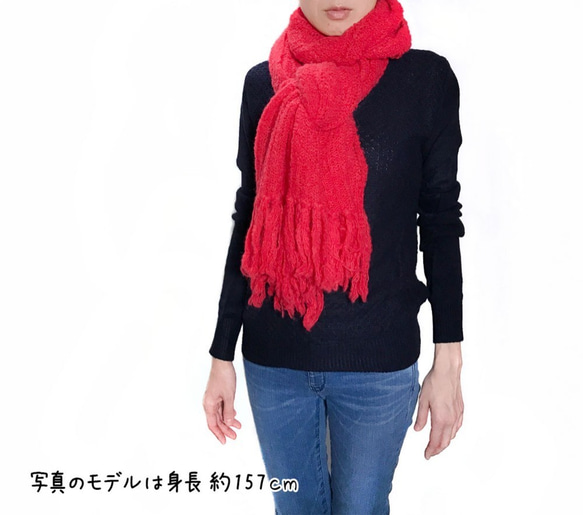 アルパカブークレーのマフラー 「alpaca boucle scarf」 size : F　color : パープル 4枚目の画像