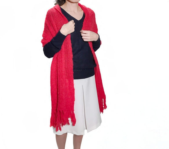 アルパカブークレーのマフラー 「alpaca boucle scarf」 size : F　color : パープル 5枚目の画像