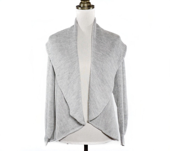 「beby alpaca rosa」 size : M color : ライトグレー　羽織タイプのアルパカニットカーデ 1枚目の画像