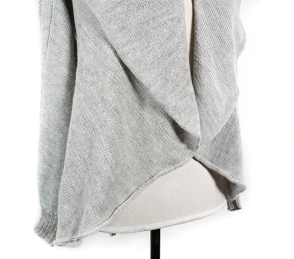 「beby alpaca rosa」 size : M color : ライトグレー　羽織タイプのアルパカニットカーデ 3枚目の画像