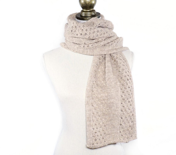 「alpaca boucle scarf 02」 size : F　color : ベージュ　アルパカニットマフラー 1枚目の画像