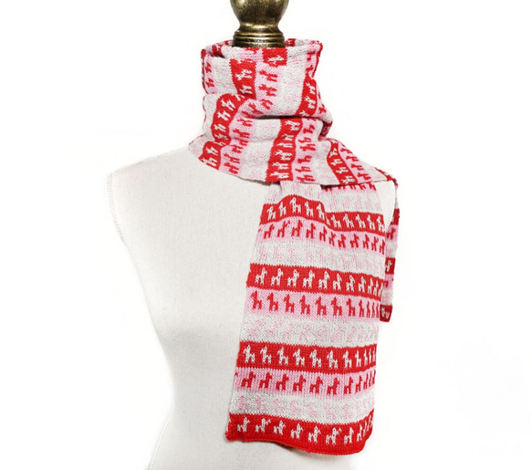 「beby alpaca scarf」 size : F　color : レッド　アルパカニットマフラー 1枚目の画像