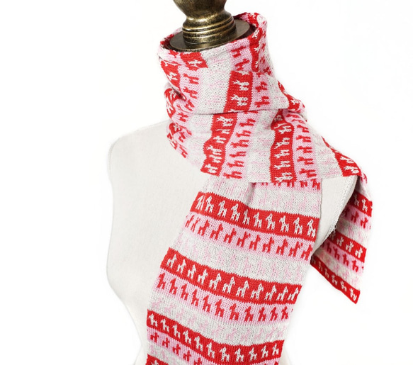 「beby alpaca scarf」 size : F　color : レッド　アルパカニットマフラー 2枚目の画像