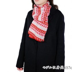 「beby alpaca scarf」 size : F　color : レッド　アルパカニットマフラー 5枚目の画像