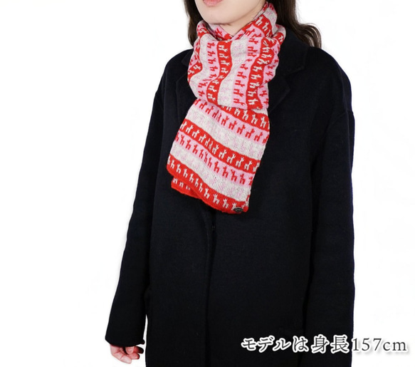 「beby alpaca scarf」 size : F　color : レッド　アルパカニットマフラー 5枚目の画像