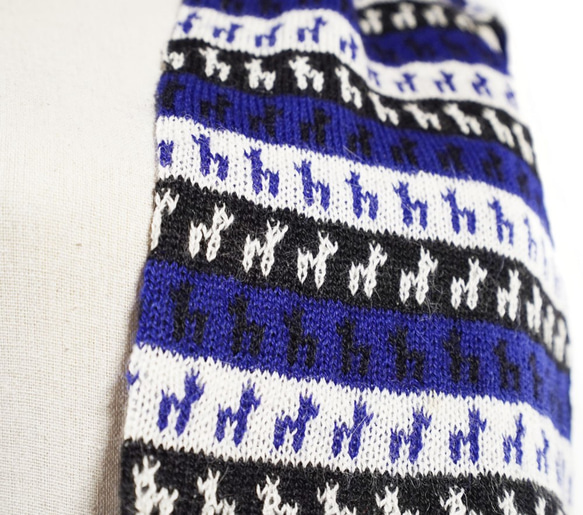 「beby alpaca scarf」 size : F　color : ブルー　アルパカニットマフラー 3枚目の画像