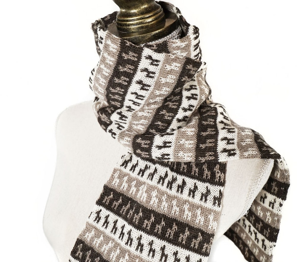 “Beby alpaca圍巾”尺碼：F顏色：棕色嬰兒羊駝針織圍巾 第2張的照片