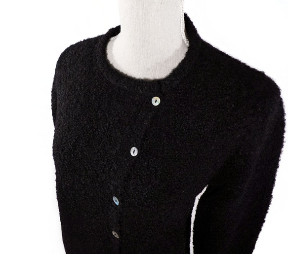 「lolipop (B)」 size : M color : ブラック　アルパカニットカーディガン 2枚目の画像