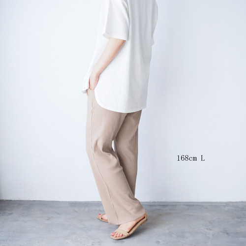 hana23区☆タグ付き　リブニットパンツベージュ F リブパンツ ベージュ ロングパンツ BLUEWHITE 通販 12190572