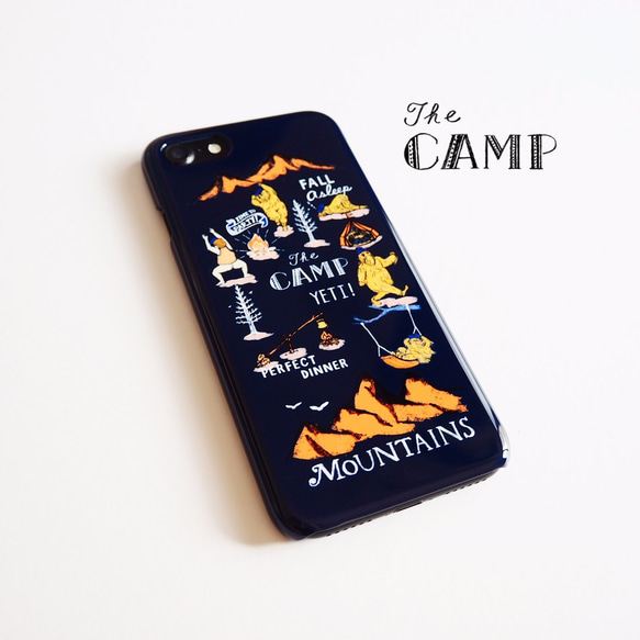 CAMP スマホケース ネイビー&マスタード 2枚目の画像