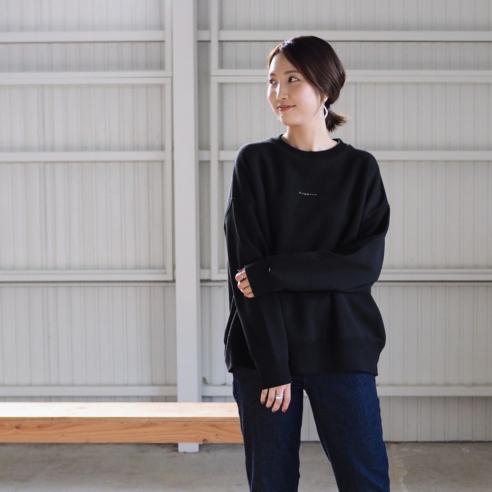 hippiesドロップショルダースウェット ブラック(裏起毛)