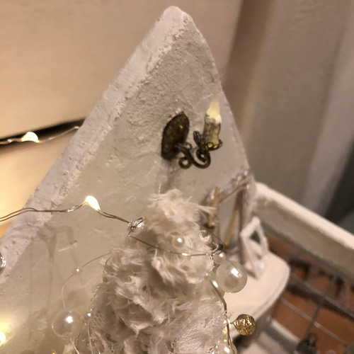 モルタルのXmasハウスとクリスマスツリー ソーラーライト付き オーダー