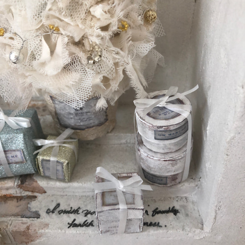 モルタルのXmasハウスとクリスマスツリー ソーラーライト付き オーダー