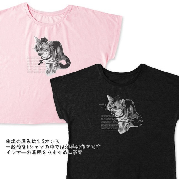 送料無料[ドルマンTシャツ]シャーという猫-PUNK-CAT[レディース] 2枚目の画像