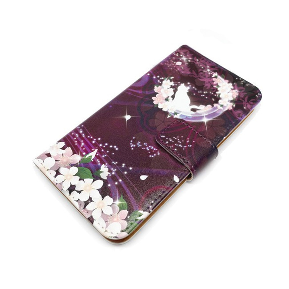 送料無料-月花猫～桜花宵ノ顔・紫紺[iPhone/Androidスマホケース] 10枚目の画像