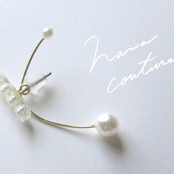 蹺蹺板耳環白珍珠[鈦耳環軸] 第3張的照片