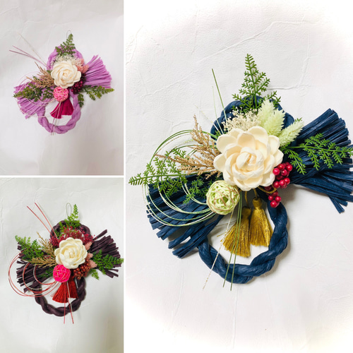 しめ縄　お正月飾り　しめ縄リース新年　No.8 12/25AM締切：ご購入後の製作】お正月飾り カラー8の字しめ縄リース