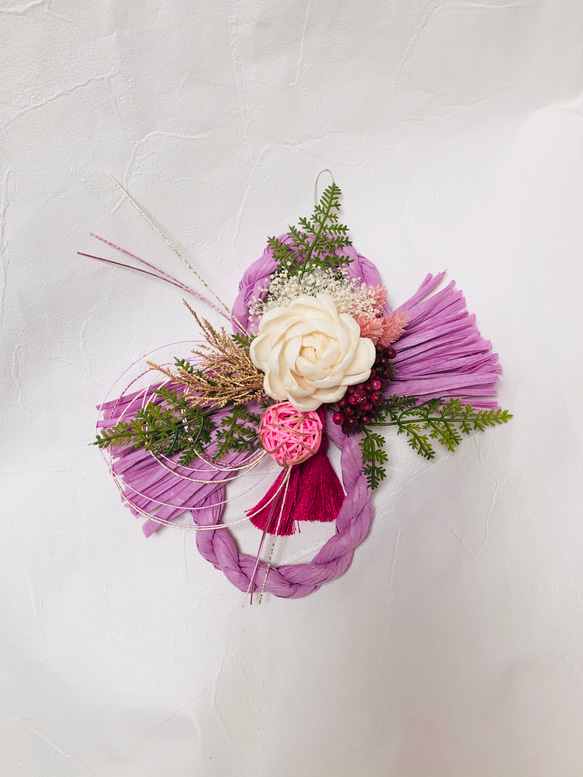 在庫2点有り】お正月飾り カラー8の字しめ縄リース：CL8SN