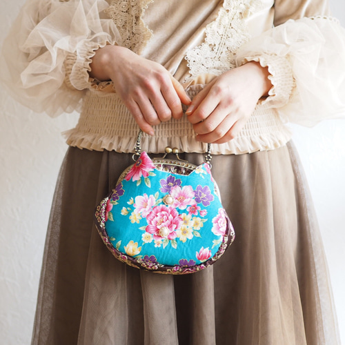 カシミールバッグ 草花模様 牛革 1点もの ハンドメイド 花柄 カシミールバッグ 草花模様 牛革 1点もの ハンドメイド 花柄