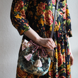 夏限定シリーズジャガード織猫型3way巾着カゴバッグ(一点作品/送料無料) 9枚目の画像
