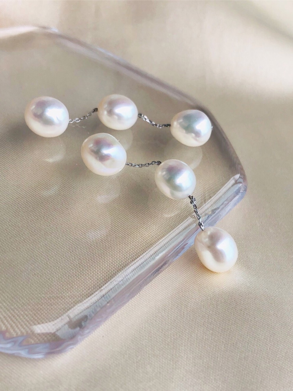 3連　バロックパールピアス、イヤリング(4連、5連も可能)