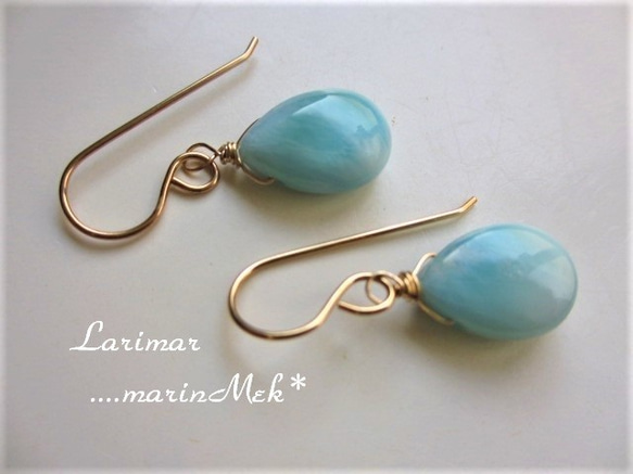 [Marin Mek *] 14kgf Larimar 耳環 第1張的照片