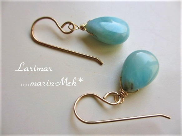 [Marin Mek *] 14kgf Larimar 耳環 第3張的照片