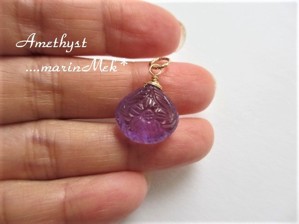 [Marin Mek *] 14kgf 紫水晶雕塑項鍊 第6張的照片