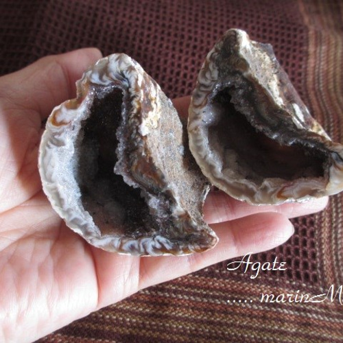 笑い口 ペア瑪瑙（アゲートジオード）原石 その他インテリア雑貨