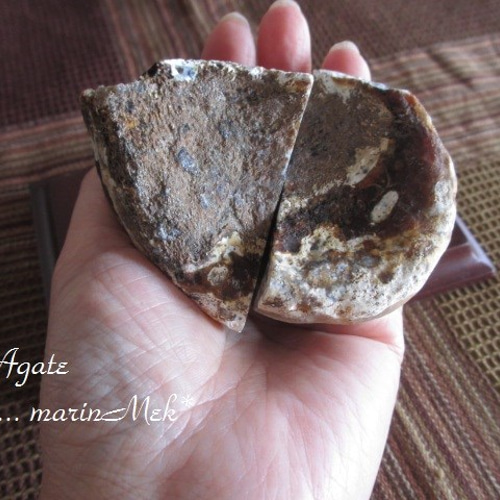 笑い口 ペア瑪瑙（アゲートジオード）原石 その他インテリア雑貨