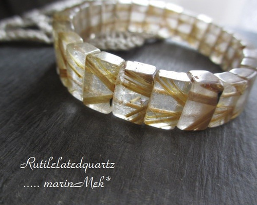 V型タイチンルチルクォーツ バングル ブレスレット marinMek* 通販