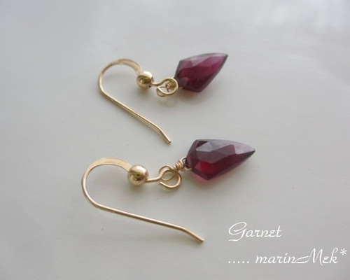 紅榴石♪】14kgfロードライトガーネット ピアス ブレスレット marinMek
