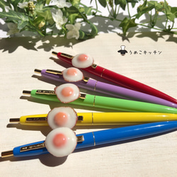 五色から選べる ミニチュア 半熟目玉焼きのボールペン　ミニチュアフード 2枚目の画像