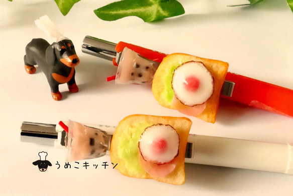 【目玉焼きトースト】　タピオカミルクティー　シャープペンシル　ミニチュアパン　ミニチュアフード 1枚目の画像
