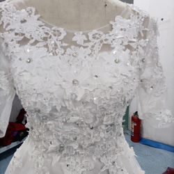 高品質！ ウエディングドレス   ホワイト  ソフトチュール フィッシュテー  憧れのドレス  クラシカル  エレガント 4枚目の画像