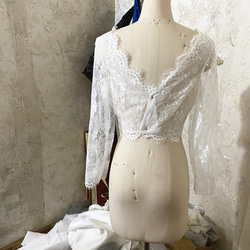 婚紗Bolero蕾絲上衣 袖子夠長 長袖 V領U型背 精緻蕾絲可訂 第2張的照片