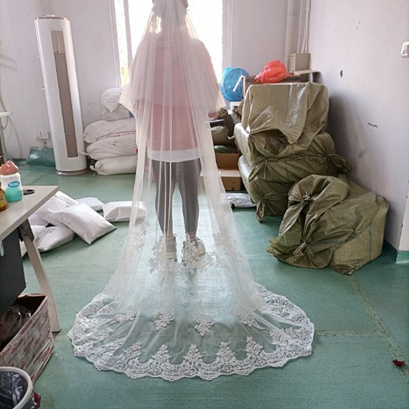 美品！ ロングベール プリンセスライン 花嫁/ウェディングドレス  