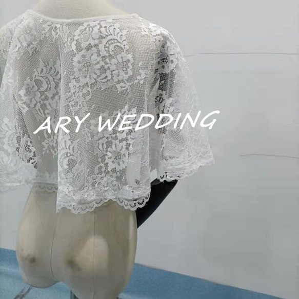 流行婚紗葉子刺繡斗篷式波羅公主線新娘婚禮 第8張的照片