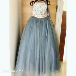 フランス風 グレー カラードレス 子供用ドレス 繊細レース ラッフル  