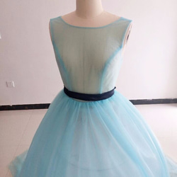 ウエディングドレス、カラードレス用全身オーバースカート　トップス付きドレス　バックリボンサイズ調整可能　オーダー自由 2枚目の画像