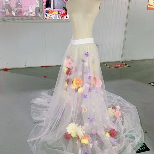 ウエディングドレス用 オーバードレス お花多め
